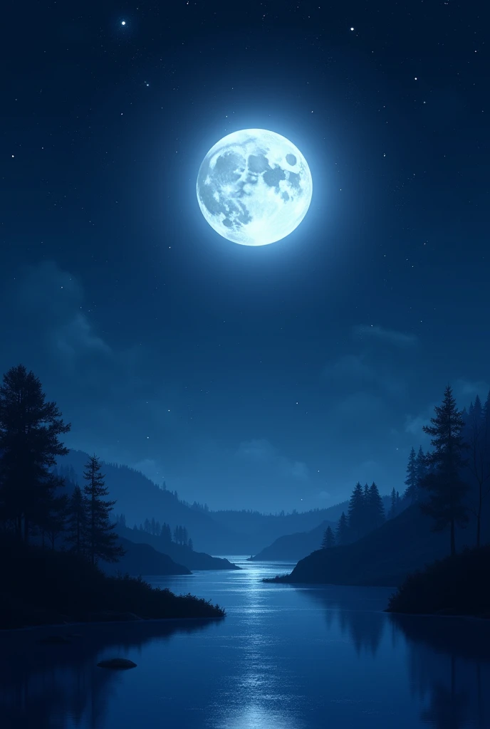 In the moonlit night, the moon shines, the stars shine, all are so wonderful.