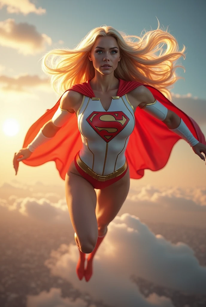 Power girl flying