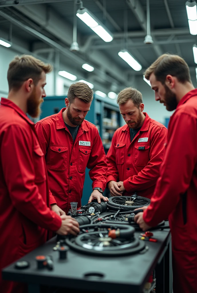 Photo of auto center team in red clothing
