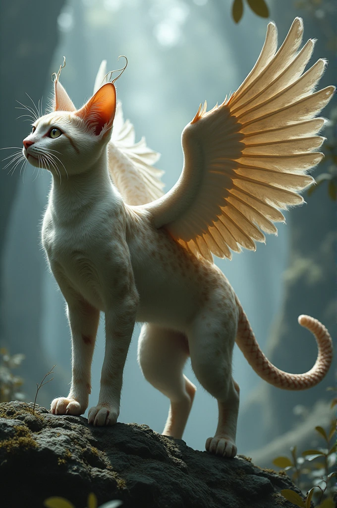 Make a cat with wings and a snake tail