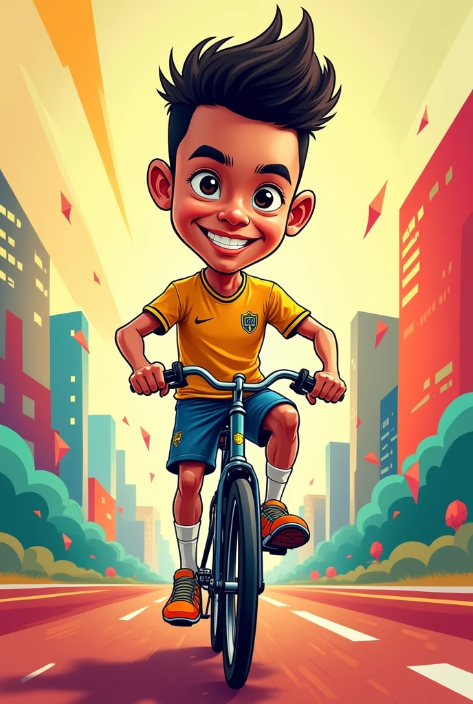 Neymar cartoon characters with. bike