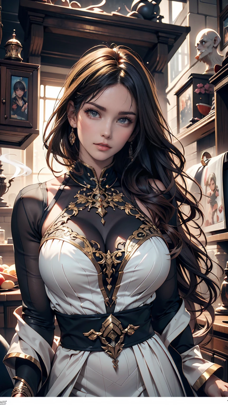 poRtRait, Beautiful woman, wHite HaiR, oRnate dRess, (long HaiR in waves like smoke):0.85 , confident expRession, detailed, 16K, sf, intRicate aRtwoRk masteRpiece, Unlucky, matte painting movie posteR, golden Ratio, tRending on cgsociety, intRicate, amazing, tRending on aRtstation, By Artgerm, H. R. Giger and Beksinski, HigHly detailed, vibRant, pRoduction cinematic cHaRacteR RendeR, ultRa HigH quality model:1