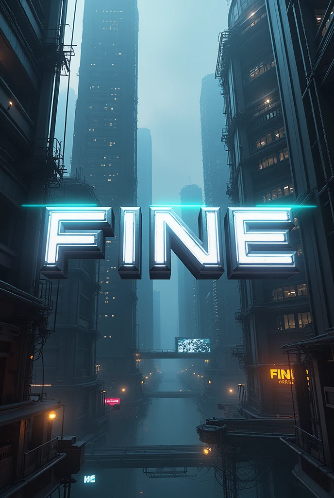 Create a futuristic design with the word (FINE)