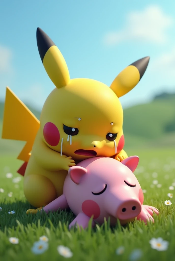 Pikachu crying seeing Peppa Pig dead