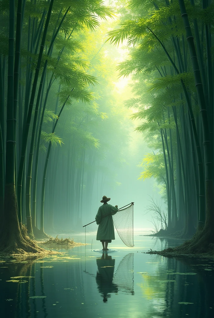 A flooded and catch a bamboo