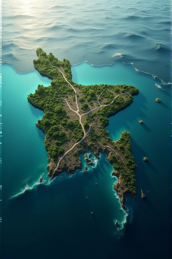 Half of the map of Bangladesh is water and half is above ground