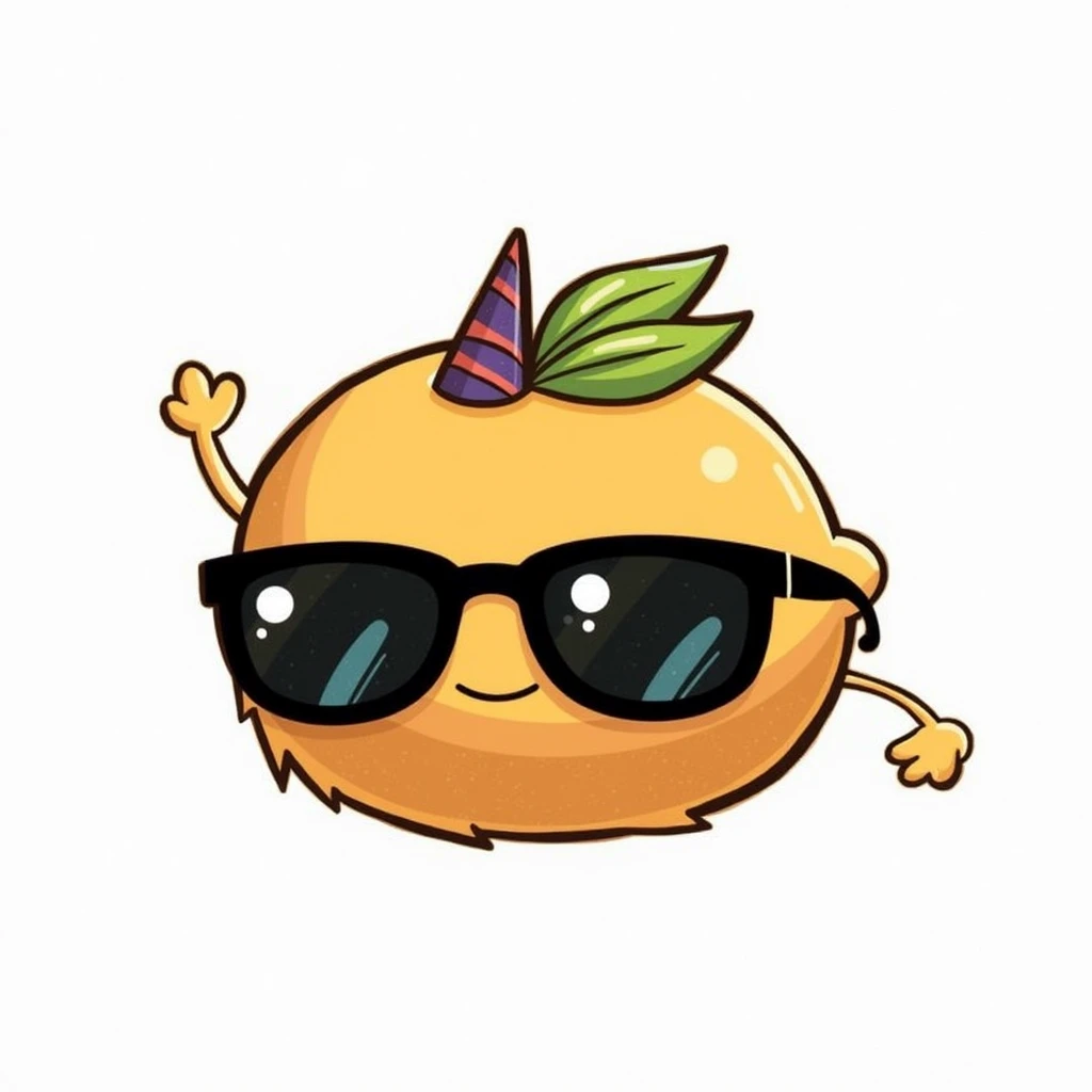 Lemon with beard dancing in sunglasses and birthday hat