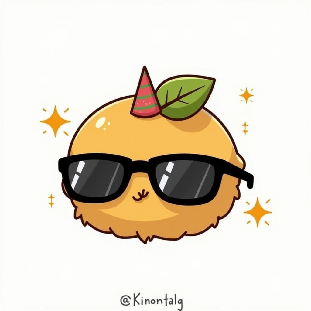 Lemon with beard dancing in sunglasses and birthday hat 