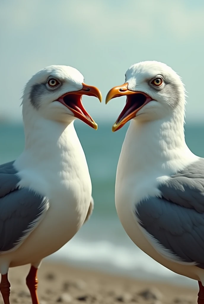 A seagull arguing with another seagull