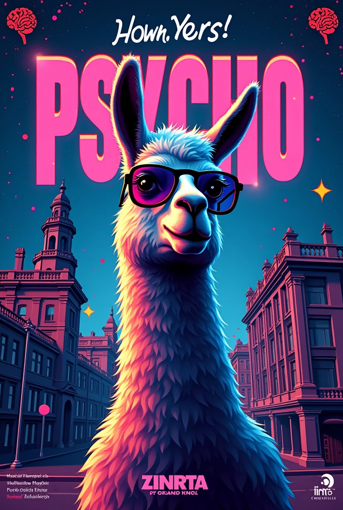 poster, club, psych university, psycho partter, brcolors, 90s 00s music, university poster, brain, wuppertal, wuppertal uni, psycho, lots of free sor text, without a person, llama with glasses
