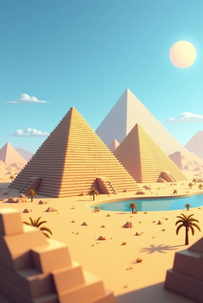 AI image of the Egyptian pyramids in the game Minicraft