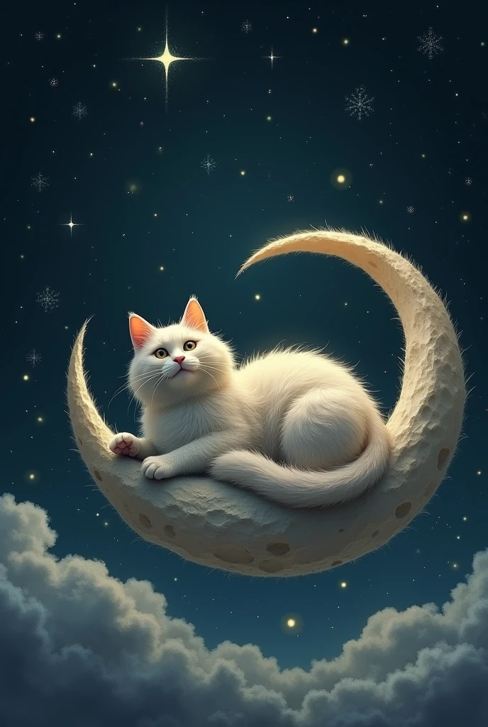 CAT on the Moon Witz Stars in the background