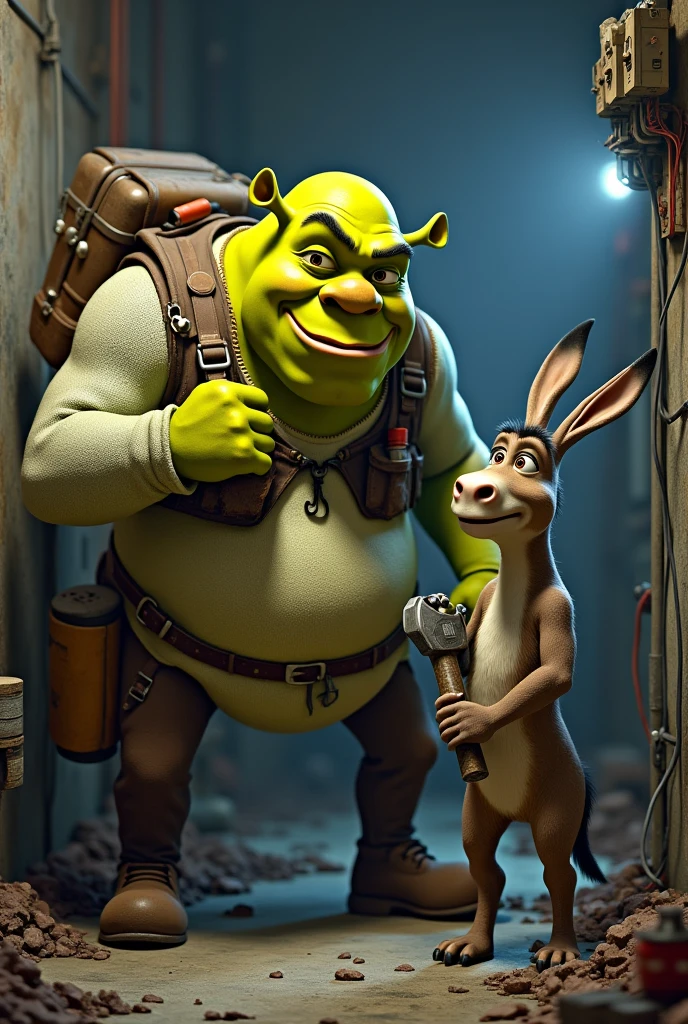Shrek y burro electrician