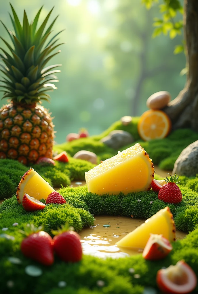 there was no sweat; mosses of: Strawberries, passion fruit and lemon; pineapple and pudding delight