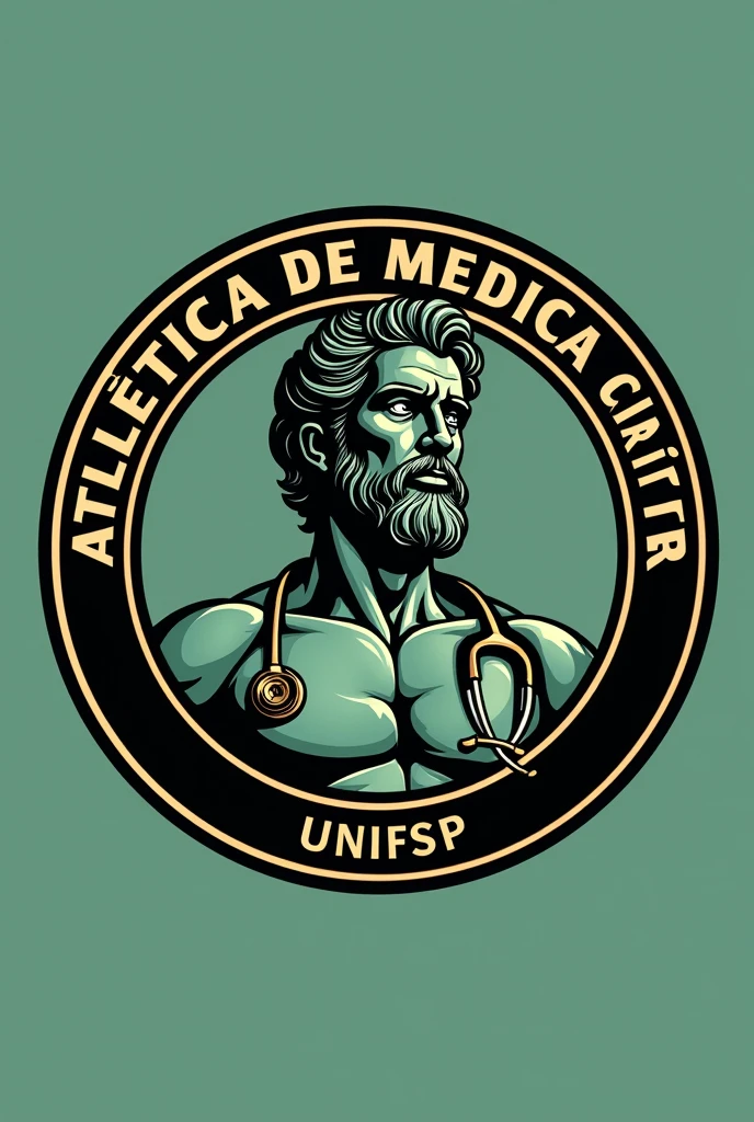 Here is a prompt you can use:

"Create an illustrated logo for a football team called &#39;ATLÉTICA DE MEDICINA UNIFSP&#39;,&#39; inspired by the Manchester City logo. The design must feature a circular emblem with a, head and torso of the god Asclepius with a stethoscope around his neck stylized in the center. The surrounding ring should include the team name &#39;ATLÉTICA DE MEDICINA UNIFSP&#39; at the top and the year of foundation &#39;2024&#39; at the bottom. Use a color palette that conveys power and elegance, like dark green, blackw, and gold. Incorporate subtle elements, to highlight the topic of medicine, keeping the overall look modern and bold."