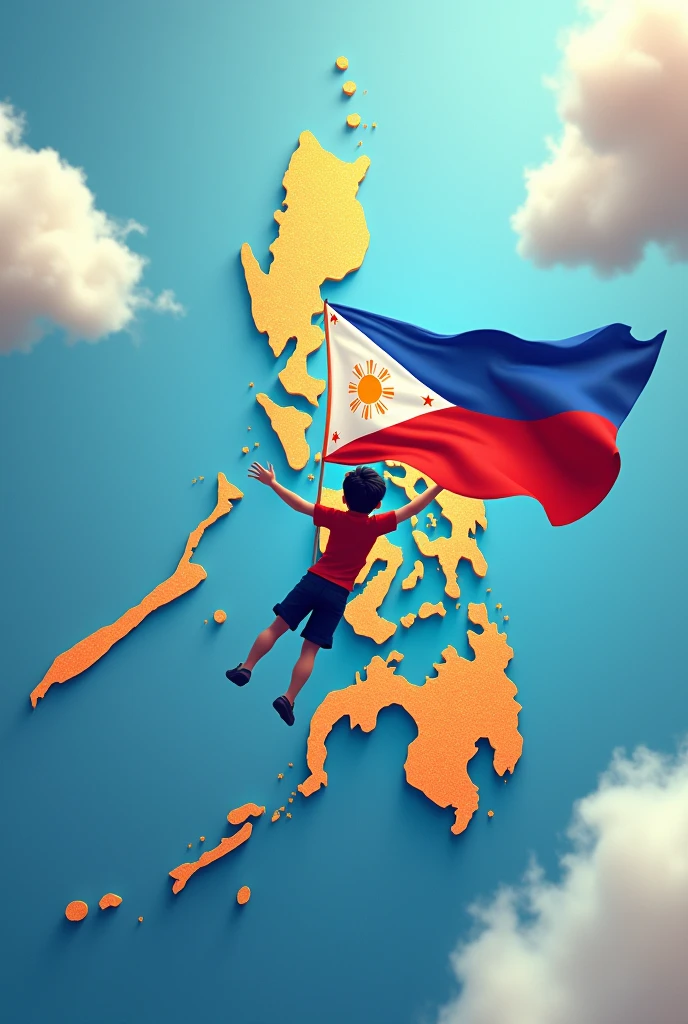 yung lumilipad tas nagw-wave. ph flag po. yung iikot sa ph map habang nakasabit sa pole