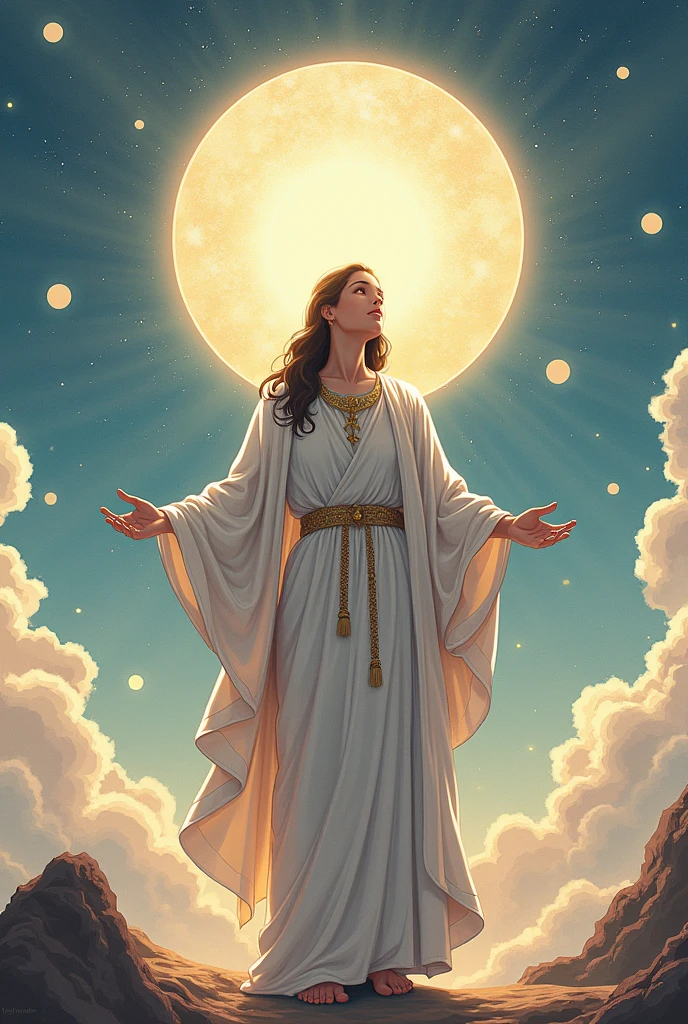 "sami, by the offense of one and through one, death reigned, much more those who receive abundance of grace and of the gift of righteousness will reign in life through the one, to wit, JesusChrist."
I want an anime drawing about this text