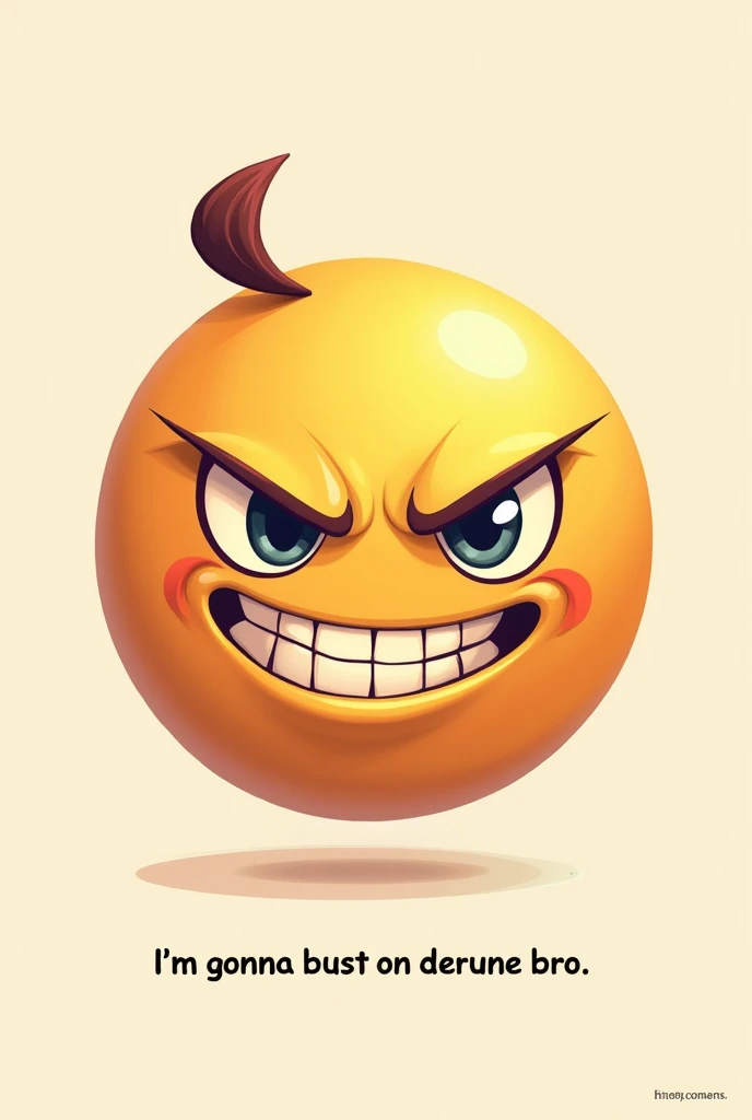 Make me a devious emoji dont forget to add a caption saying im gonna bust on derune BRO THE CAPTION