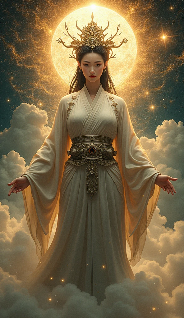 Fortune telling Japanese goddess Strong goddess Upper body background is God々The Shining々New Size 9:16 Vertical
