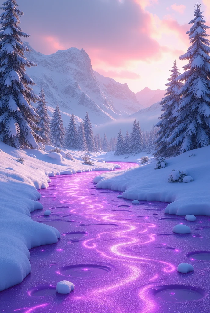 Beautiful purple snow scene