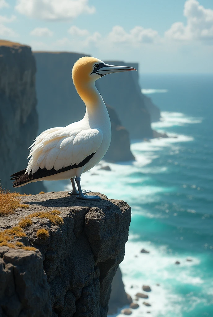 Gannet standing on cliff talking