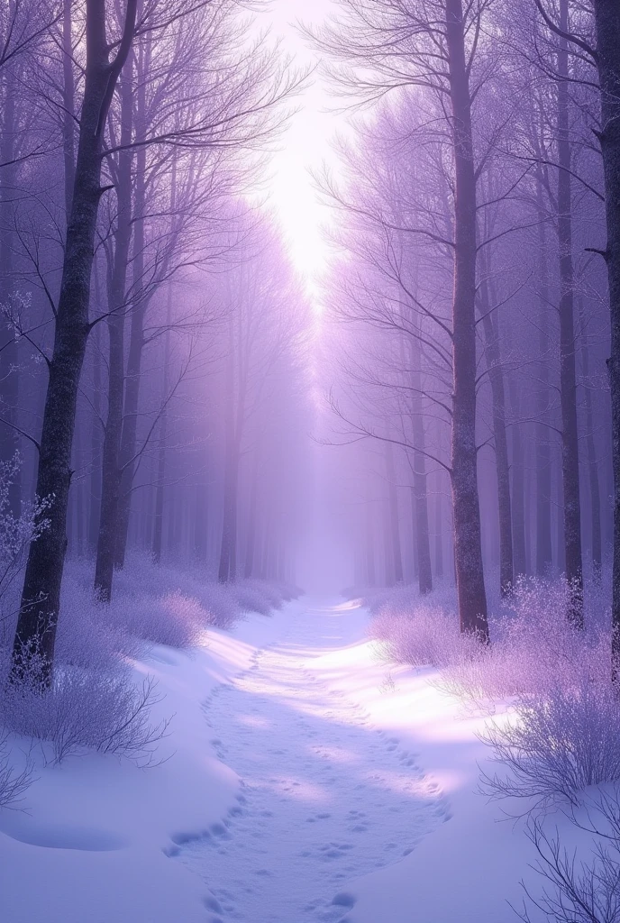 Beautiful snowy scenery Please express it in purple