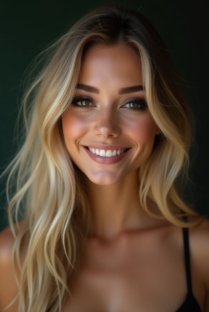 (one-1-person:1.2), beautiful blonde lady, great smile, dark make-up, hyperdetailed photograph, smooth light, Portrait of head and shoulders, brazileira, brazil, naturals, fully body, cover