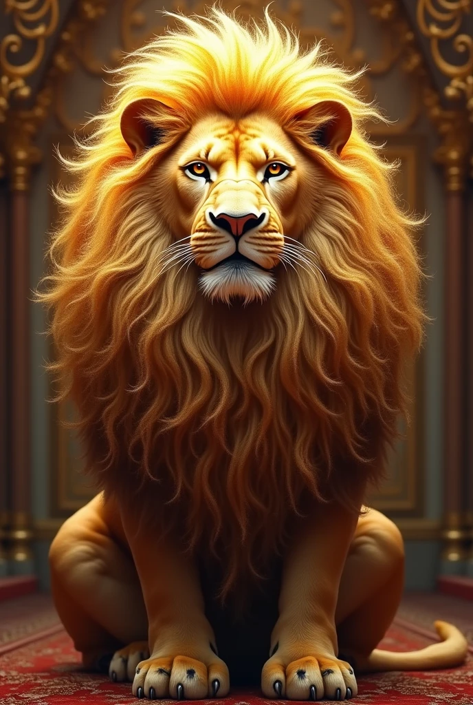 Sparkling hairded big lion with queen
