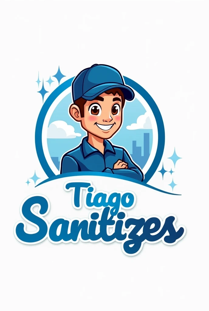 logo of an upholstery and roof cleaning company. name: tiago sanitizes 