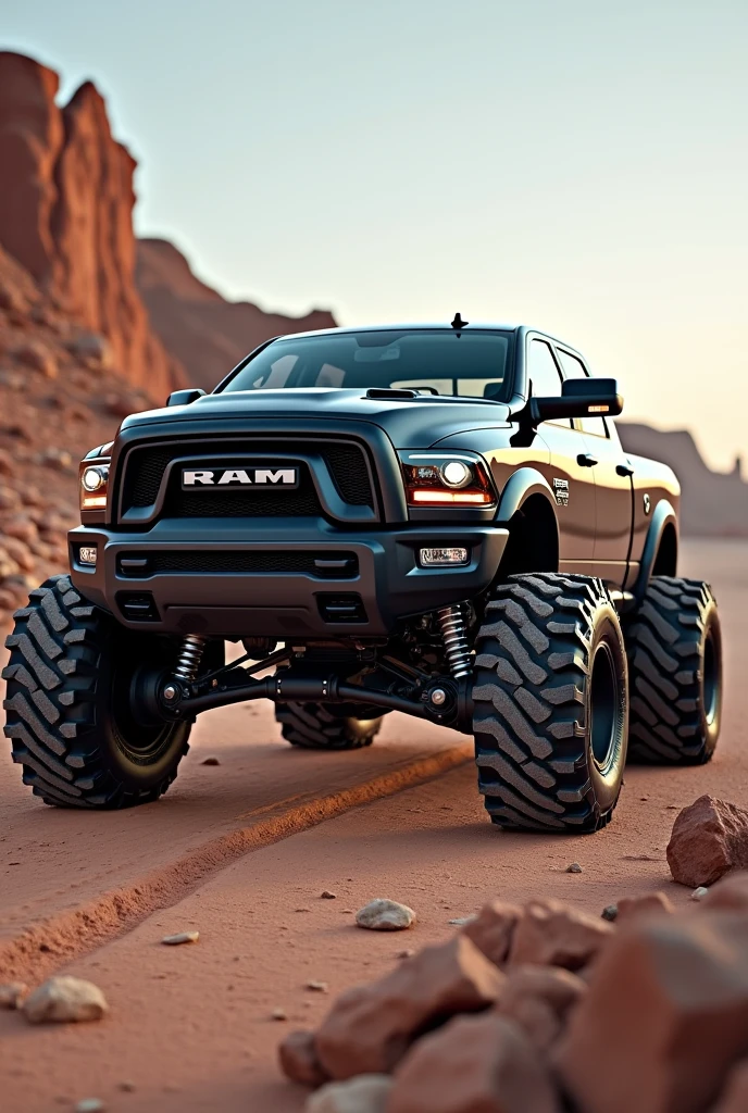 Create a Ram TRX with four front and four rear wheels 