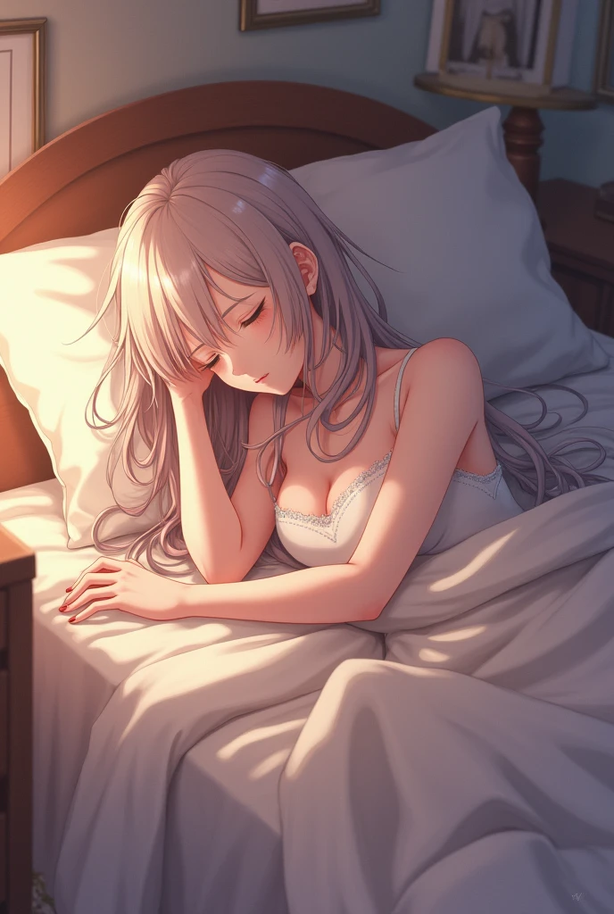 anime girl in bed