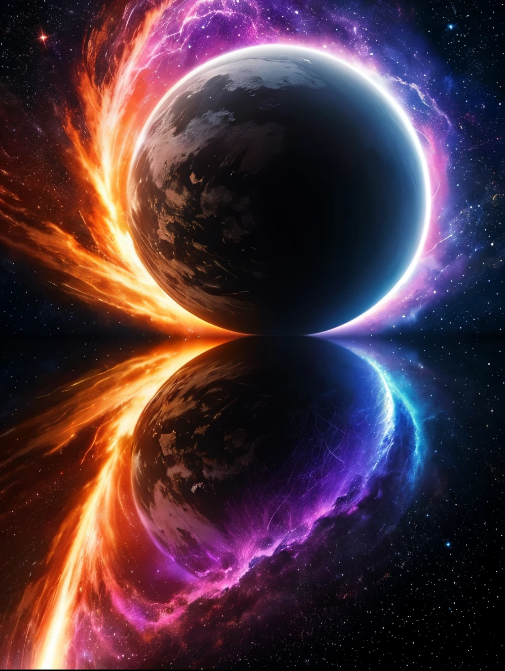 God, the omnipotent creator of the entire universe, greater than all galaxies, represented by the figure of a hyper hyper mega gigantic cloud of energy in the middle of the hyper detailed universe, hyper sharp, hyper realistic, intricate, 32k, photorealism style