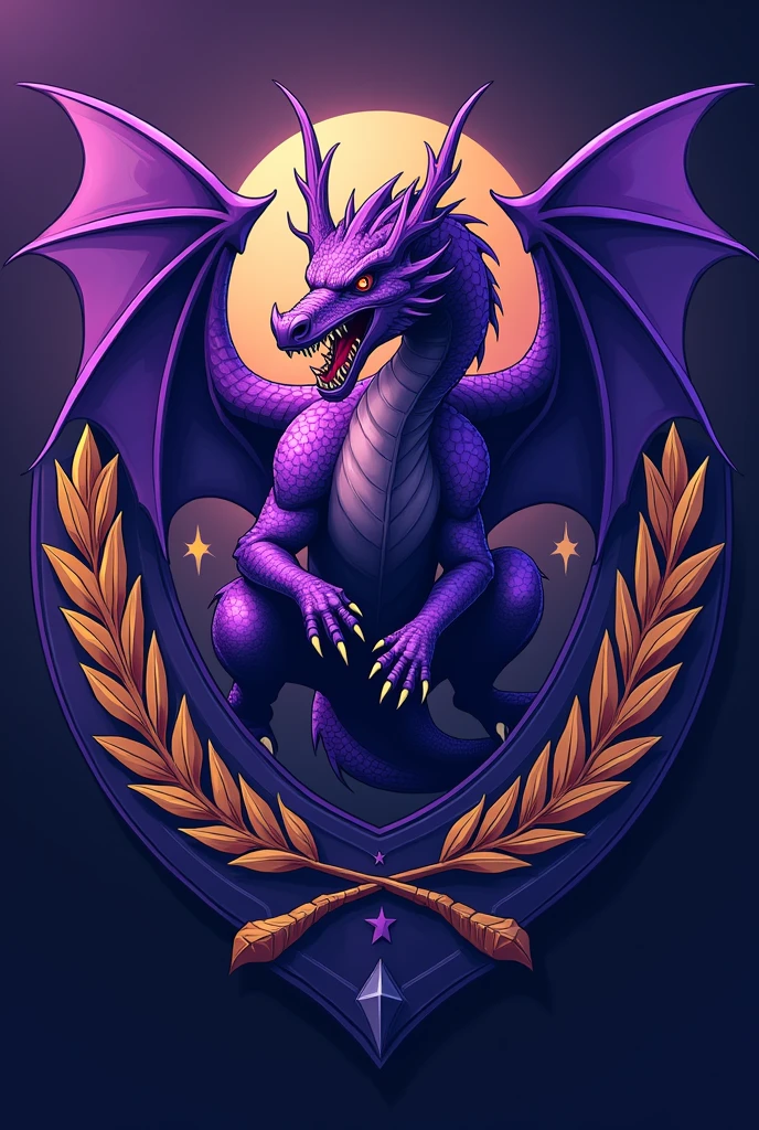 Purple dragon themed team crest