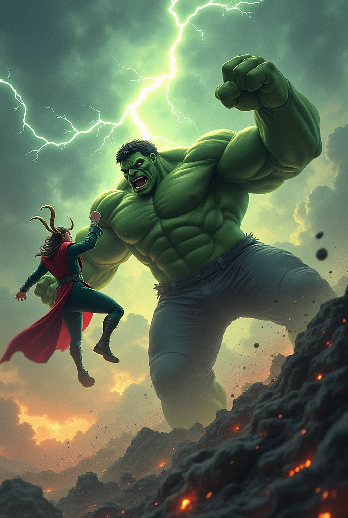 Loki fight hulk in sky