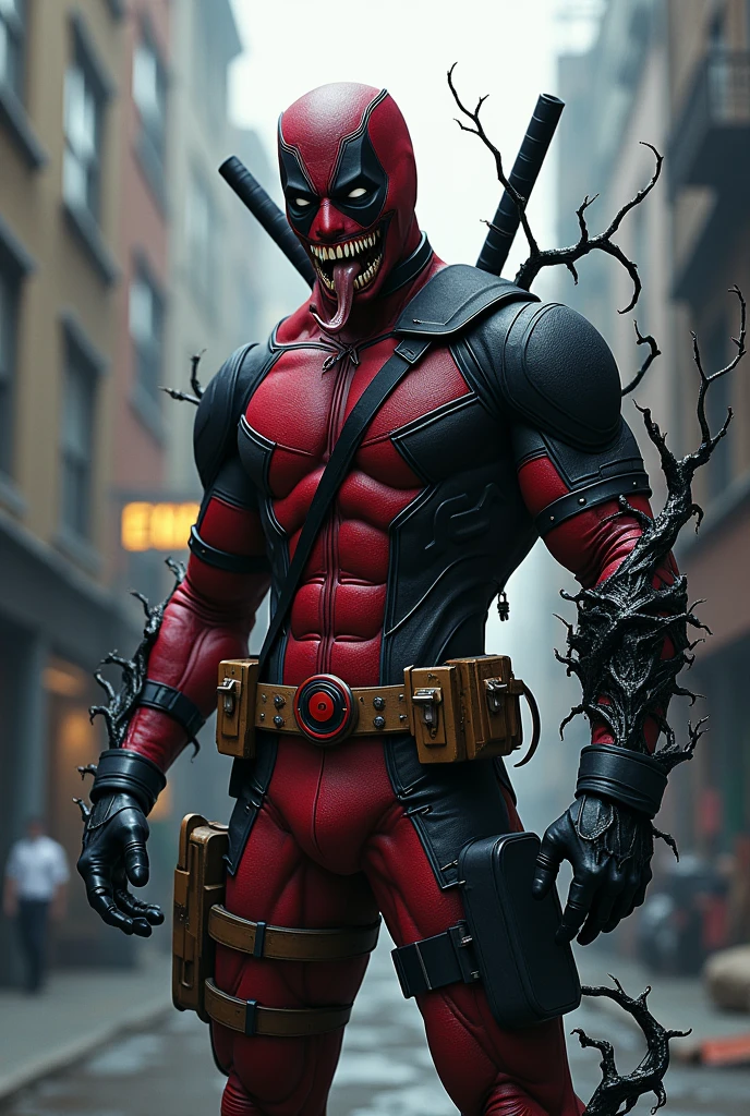 Make an image combining Deadpool with Venom