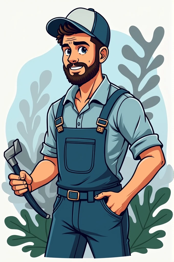 logo of an upholstery and roof cleaning company.
write in portuguese pt: tiago sanitizes having a bearded man sofa and roofs