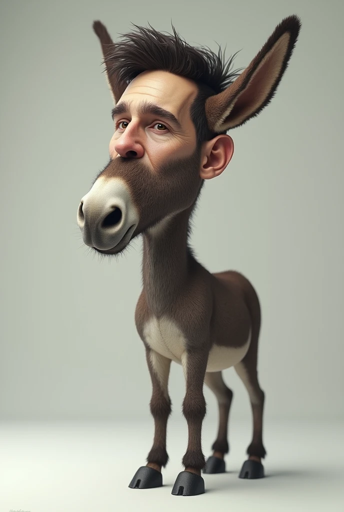 Messi face with donkey body.