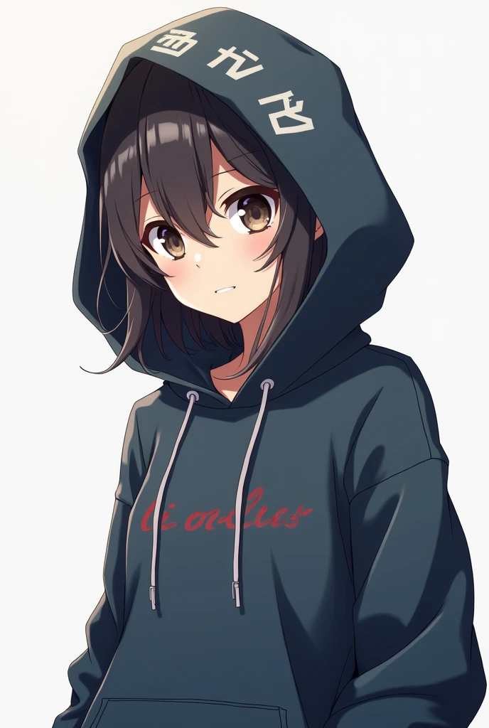 Create a anime single characters wearing hoodie look to screen