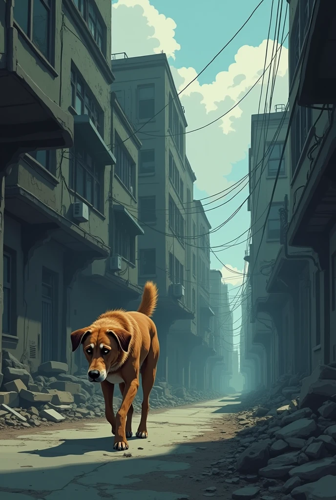 make an animation of the dog laika as a stray dog