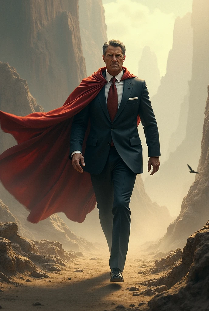 Create an image of a leader walking and paving the way
