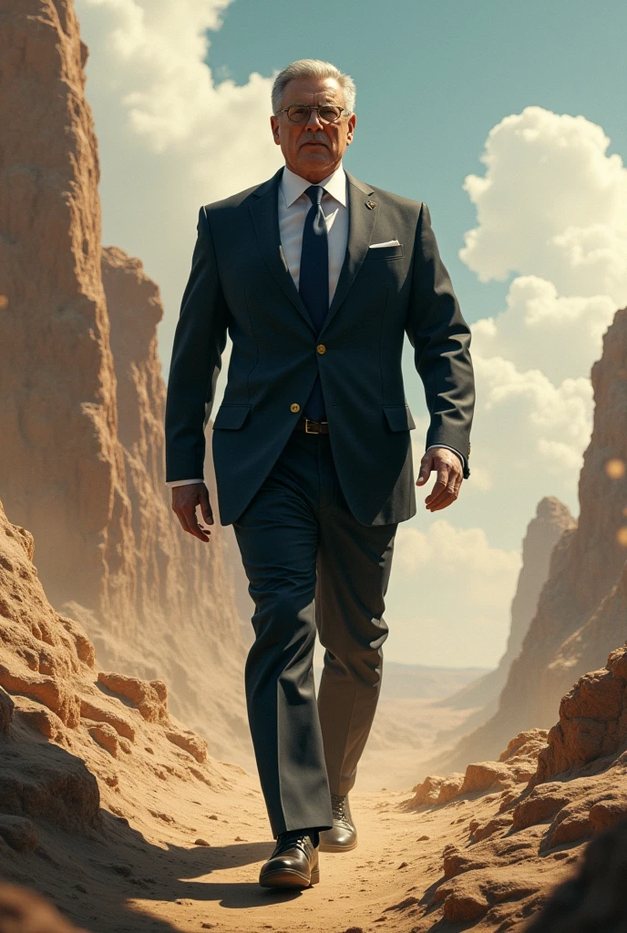 Create an image of a leader walking and paving the way