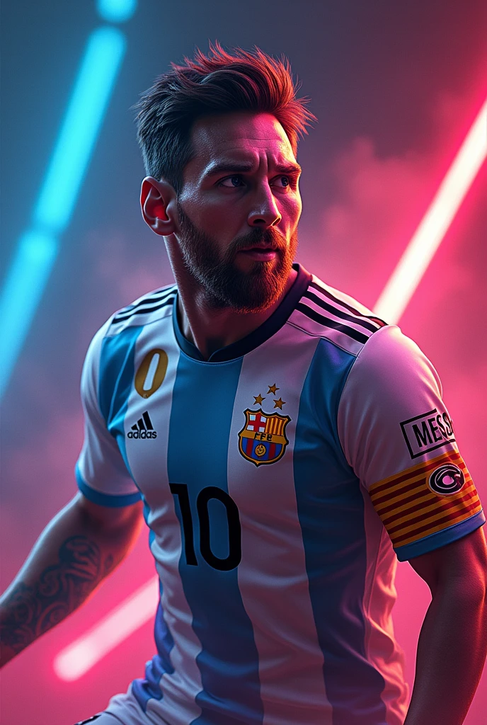 Messi with free fire logo