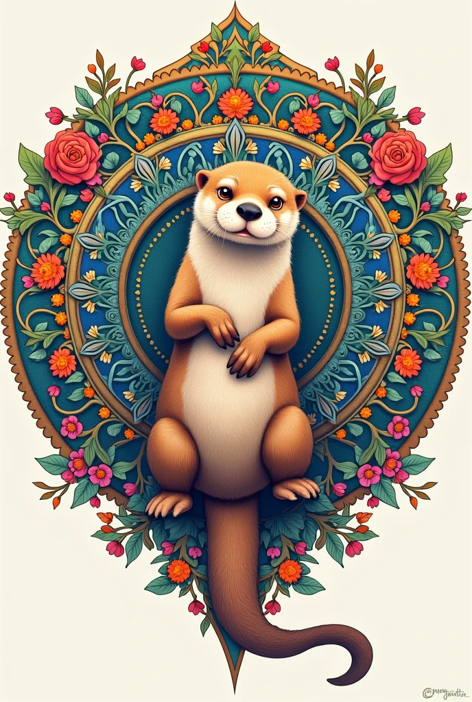 Otter drawing sinn colors mandala style for coloring