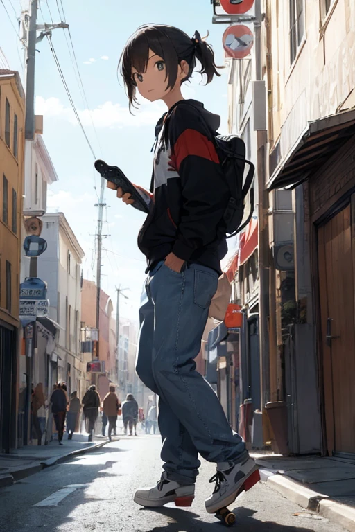 ((Highest quality)), ((masterpiece)), (detailed), One person, skateboard