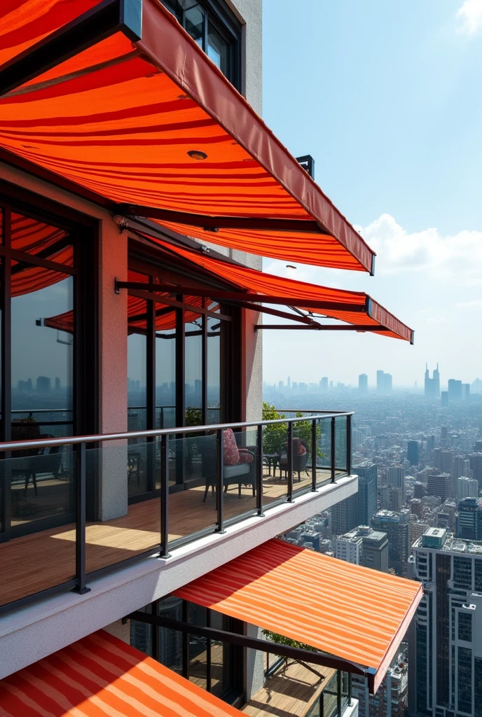 Awing for balconies with strip color design