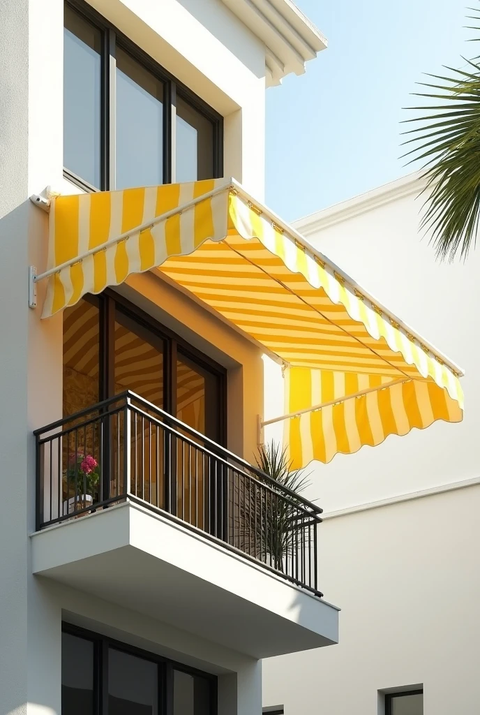 Awing for balconies with strip color design color white and yellow
