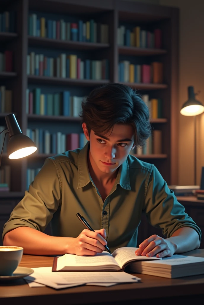 Man in college studying