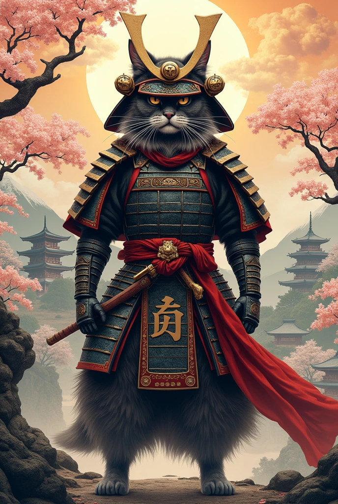 Cat　Samurai　whole body