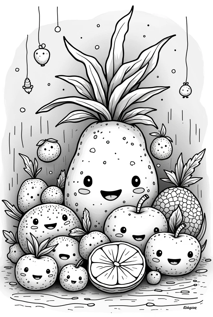 children s pages for adultos de frutas coloring book. no color