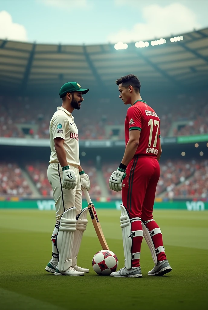 Babar azam meet in ronaldo in circket stedium
